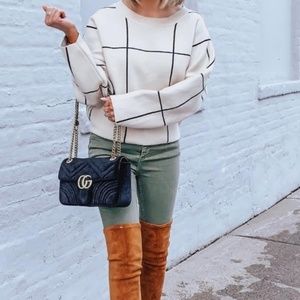 60% Wool chicwish Grid Round Neck Sweater new